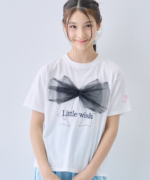 Amourire girl(アムリールガール)の「チュールビックリボン半袖Tシャツ/カットソー(Tシャツ/カットソー・キッズ・ホワイト/パープル・160cm/150cm/140cm/130cm)」の14枚目の写真