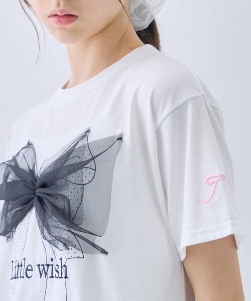 Amourire girl(アムリールガール)の「チュールビックリボン半袖Tシャツ/カットソー(Tシャツ/カットソー・キッズ・ホワイト/パープル・160cm/150cm/140cm/130cm)」の17枚目の写真