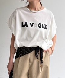 袖タックフレンチメタリックロゴTEE