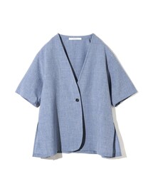 MIDIUMISOLID | MIDIUMISOLID for Ladies ノーカラードローストリングシャツ(シャツ/ブラウス)