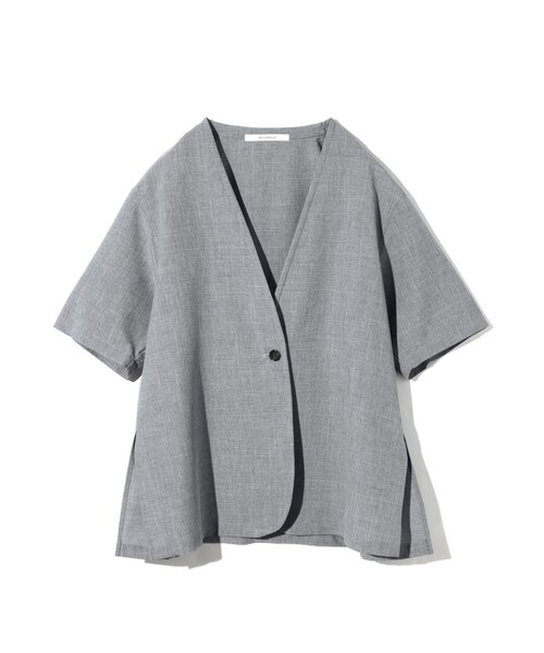 MIDIUMISOLID(ミディウミソリッド)の「MIDIUMISOLID for Ladies ノーカラードローストリングシャツ(シャツ/ブラウス・レディース・ブラック/ネイビー/ライトグレー・FREE)」の3枚目の写真