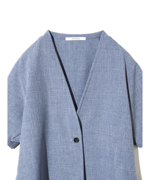 MIDIUMISOLID(ミディウミソリッド)の「MIDIUMISOLID for Ladies ノーカラードローストリングシャツ(シャツ/ブラウス・レディース・ブラック/ネイビー/ライトグレー・FREE)」の10枚目の写真