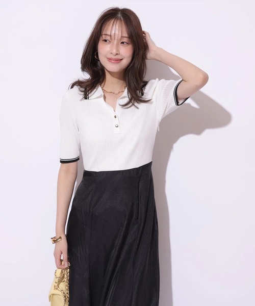 Mystrada（マイストラーダ）の「スキッパードッキングワンピース（ワンピース・レディース・スモークピンク/ホワイト/ネイビー・38/36）」の10枚目の写真