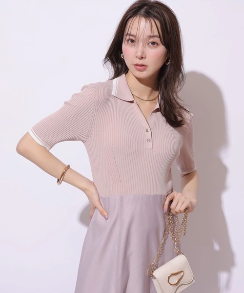 Mystrada（マイストラーダ）の「スキッパードッキングワンピース（ワンピース・レディース・スモークピンク/ホワイト/ネイビー・38/36）」の13枚目の写真