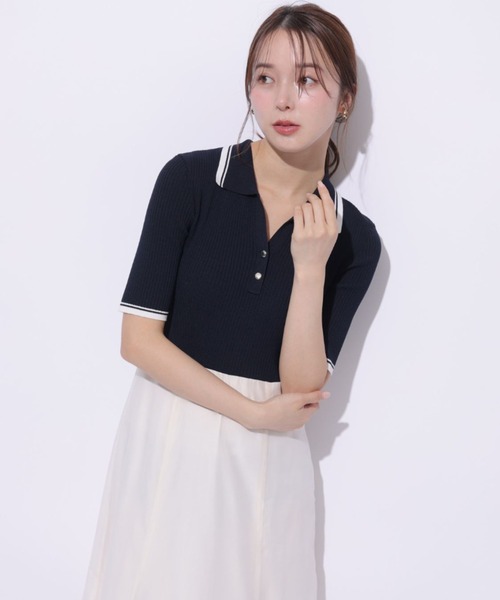 Mystrada（マイストラーダ）の「スキッパードッキングワンピース（ワンピース・レディース・スモークピンク/ホワイト/ネイビー・38/36）」の19枚目の写真