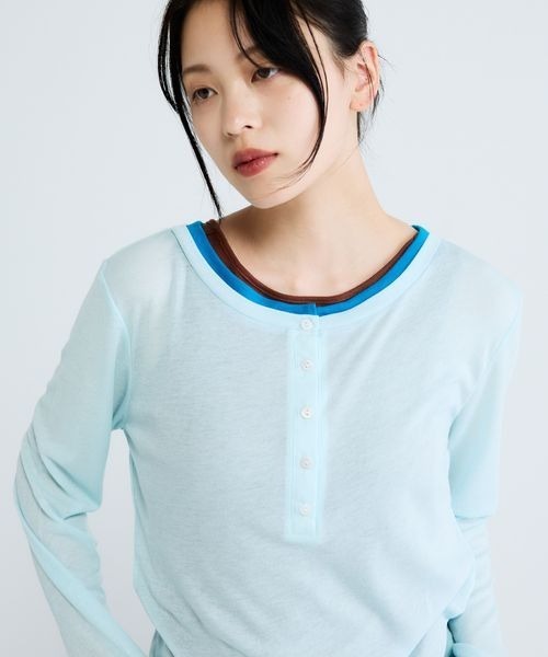 JEANASIS(ジーナシス)の「3カラーシアーレイヤードヘンリー2ピース/683768(Tシャツ/カットソー・レディース・グレー系その他/イエロー系その他/ブラック系その他/ブルー系その他・FREE)」の10枚目の写真