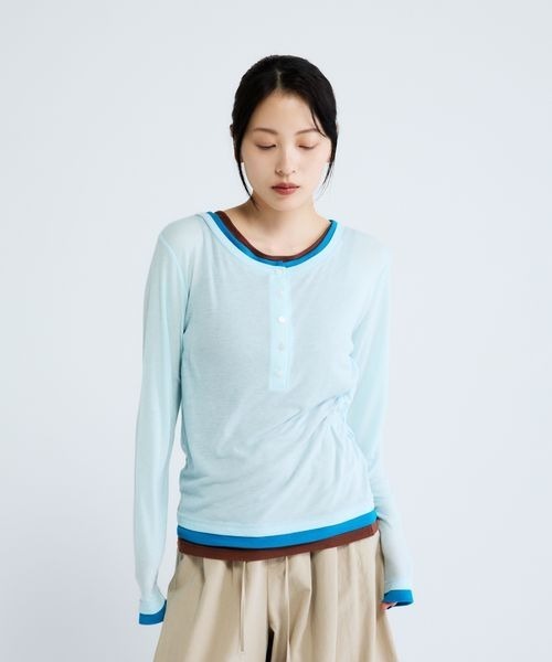 JEANASIS(ジーナシス)の「3カラーシアーレイヤードヘンリー2ピース/683768(Tシャツ/カットソー・レディース・グレー系その他/イエロー系その他/ブラック系その他/ブルー系その他・FREE)」の9枚目の写真