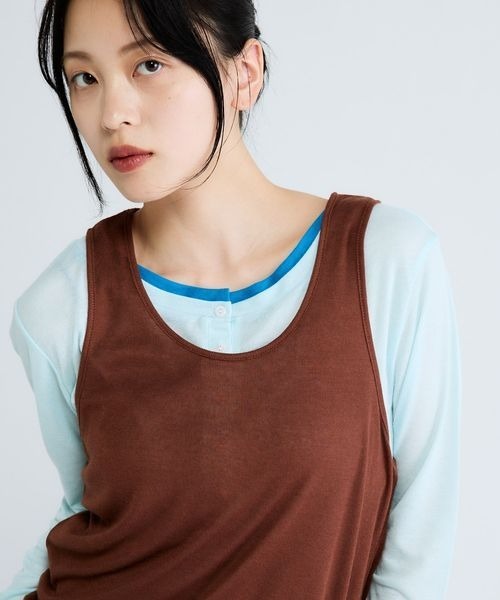 JEANASIS(ジーナシス)の「3カラーシアーレイヤードヘンリー2ピース/683768(Tシャツ/カットソー・レディース・グレー系その他/イエロー系その他/ブラック系その他/ブルー系その他・FREE)」の7枚目の写真
