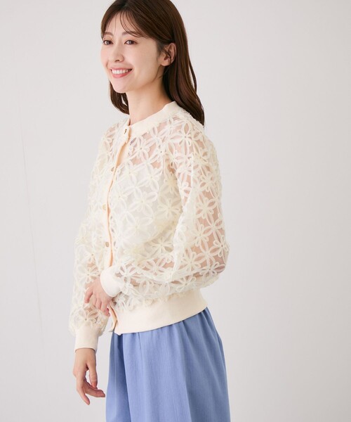 Jayro(ジャイロ)の「フラワー刺繍シアーブルゾン(ブルゾン・レディース・ブラック/ホワイト系その他2/ホワイト・FREE)」の18枚目の写真