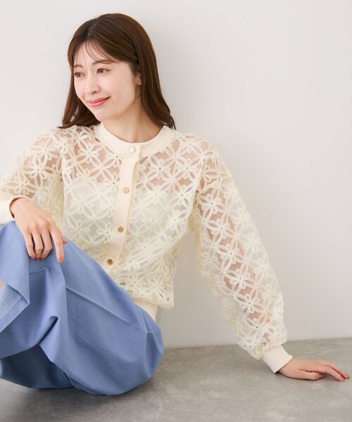 Jayro(ジャイロ)の「フラワー刺繍シアーブルゾン(ブルゾン・レディース・ブラック/ホワイト系その他2/ホワイト・FREE)」の20枚目の写真