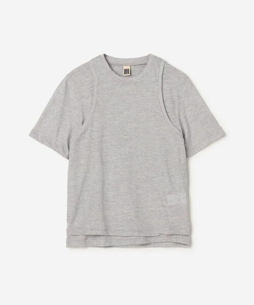 UNFIL(アンフィル)の「UNFIL | スラブヤーン レイヤーどトップス WOMEN(Tシャツ/カットソー・レディース・キャメル/ライトグレー・1)」の1枚目の写真