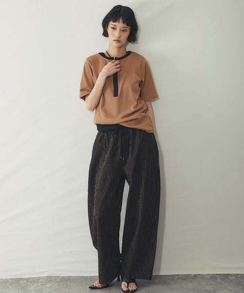 ANOTHER S（アナザーエス）の「ボーダー&配色テレコリブTシャツ（Tシャツ/カットソー・レディース・オフホワイト/アイボリー系/チャコールグレー/モカ/ブラック系・M）」の11枚目の写真