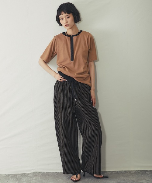 ANOTHER S（アナザーエス）の「ボーダー&配色テレコリブTシャツ（Tシャツ/カットソー・レディース・オフホワイト/アイボリー系/チャコールグレー/モカ/ブラック系・M）」の13枚目の写真