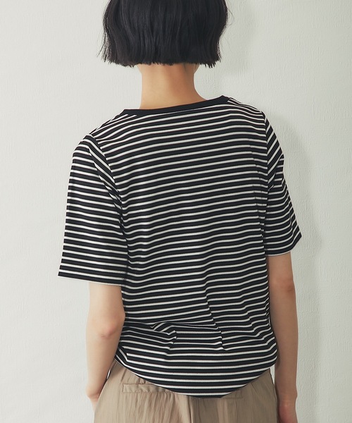 ANOTHER S（アナザーエス）の「ボーダー&配色テレコリブTシャツ（Tシャツ/カットソー・レディース・オフホワイト/アイボリー系/チャコールグレー/モカ/ブラック系・M）」の21枚目の写真