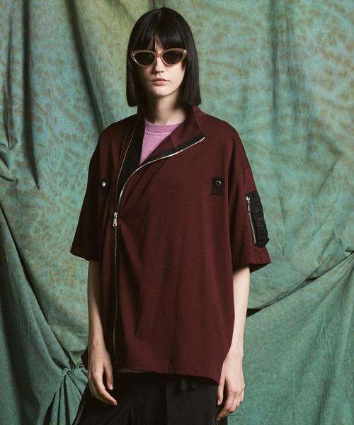 【美品】plantationブラック ハイネック オーバーサイズ アシメ UNISEX》Asymmetrical Front Zip High Neck Prime-Over High Neck