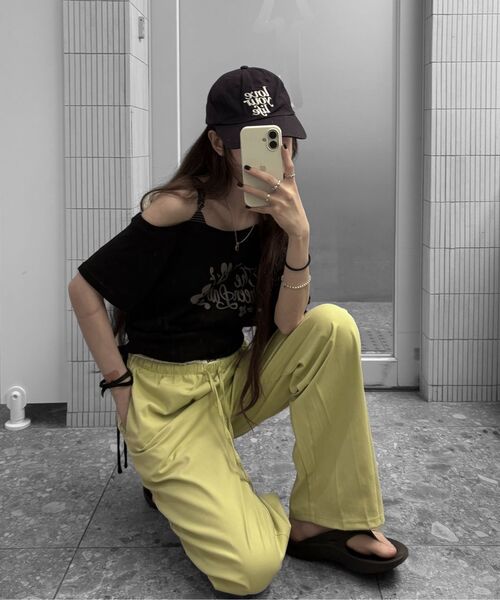 THE GREEN LAB（ザグリーンラボ）の「アンバランスシャーリングタイ半袖Tシャツ[ホワイト]（Tシャツ/カットソー・レディース・その他・FREE）」の15枚目の写真