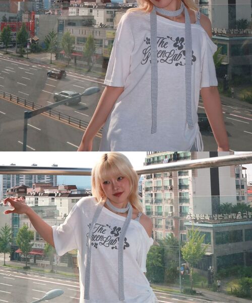 THE GREEN LAB（ザグリーンラボ）の「アンバランスシャーリングタイ半袖Tシャツ[ホワイト]（Tシャツ/カットソー・レディース・その他・FREE）」の16枚目の写真
