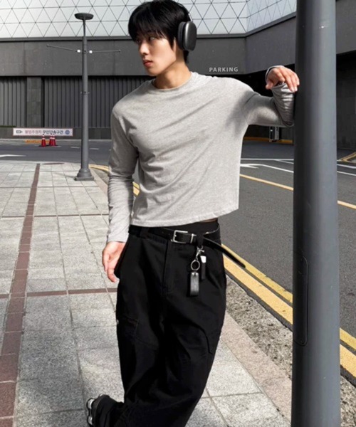 NOWLE(ノウル)の「【NOWLE】タイトフィット エッセンシャル クルーネック ボックス ロンT(Tシャツ/カットソー・メンズ・グレー/ブラック・MEDIUM/LARGE/X-LARGE/SMALL)」の8枚目の写真