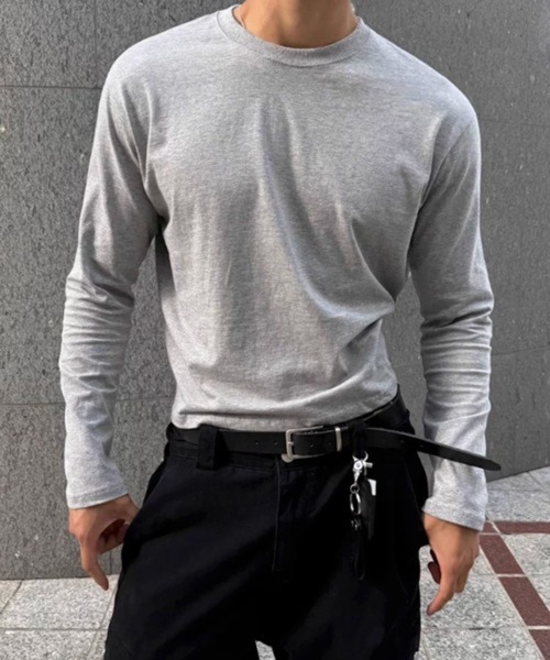 NOWLE(ノウル)の「【NOWLE】タイトフィット エッセンシャル クルーネック ボックス ロンT(Tシャツ/カットソー・メンズ・グレー/ブラック・MEDIUM/LARGE/X-LARGE/SMALL)」の15枚目の写真