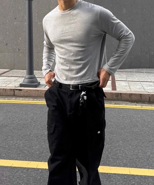 NOWLE(ノウル)の「【NOWLE】タイトフィット エッセンシャル クルーネック ボックス ロンT(Tシャツ/カットソー・メンズ・グレー/ブラック・MEDIUM/LARGE/X-LARGE/SMALL)」の16枚目の写真