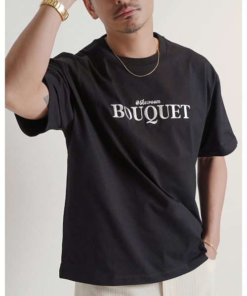 #Re:room（リルーム）の「ブーケエンブロイダリーTシャツ（Tシャツ/カットソー・メンズ・ホワイト/ブラック・M-L/S-M）」の2枚目の写真