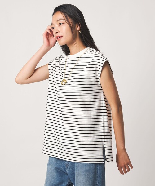 A DAY IN THE LIFE UNITED ARROWS（アデイインザライフユナイテッドアローズ）の「USAコットン ノースリーブTシャツ＜A DAY IN THE LIFE＞（Tシャツ/カットソー・レディース・ブラック/その他2/オフホワイト/ライトピンク・FREE）」の4枚目の写真