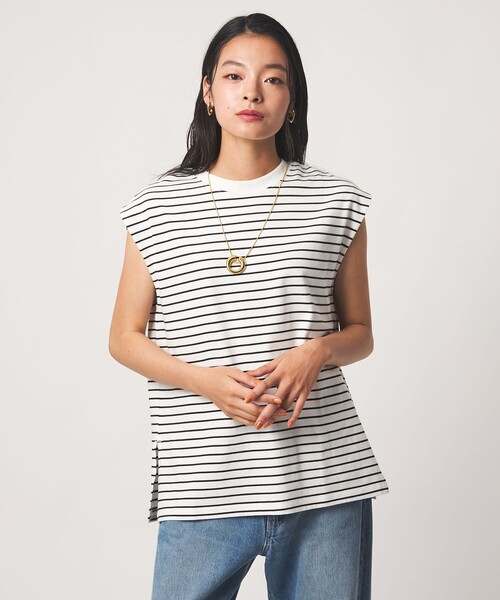 A DAY IN THE LIFE UNITED ARROWS（アデイインザライフユナイテッドアローズ）の「USAコットン ノースリーブTシャツ＜A DAY IN THE LIFE＞（Tシャツ/カットソー・レディース・ブラック/その他2/オフホワイト/ライトピンク・FREE）」の9枚目の写真