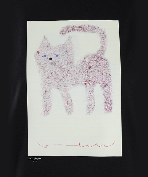 To b. by agnes b.(トゥービーバイアニエスベー)の「Cat T オーガニックコットン 半袖 アーティストTシャツ(Tシャツ/カットソー・レディース・ブラック・FREE)」の9枚目の写真