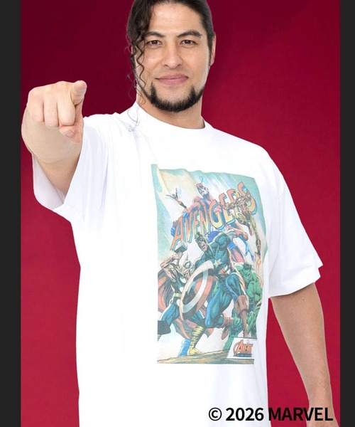 SAKAZEN(サカゼン)の「「MARVEL」 Tシャツ 半袖 メンズ 大きいサイズ ロゴプリント「アベンジャーズ」「マーベル」 サカゼン80周年記念 オリジナルデザイン(Tシャツ/カットソー・メンズ・C/A/B/D・X3(6L~7L)/X2(4L~5L)/X1(3L~4L))」の2枚目の写真