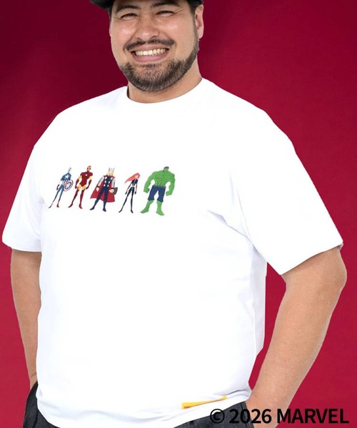 SAKAZEN(サカゼン)の「「MARVEL」 Tシャツ 半袖 メンズ 大きいサイズ ロゴプリント「アベンジャーズ」「マーベル」 サカゼン80周年記念 オリジナルデザイン(Tシャツ/カットソー・メンズ・C/A/B/D・X3(6L~7L)/X2(4L~5L)/X1(3L~4L))」の4枚目の写真