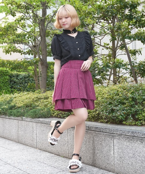 axes femme POETIQUE（アクシーズファムポエティック）の「ハイウエストプリーツスカパン（その他パンツ・レディース・ネイビー/レッド/ブラック・MEDIUM）」の13枚目の写真