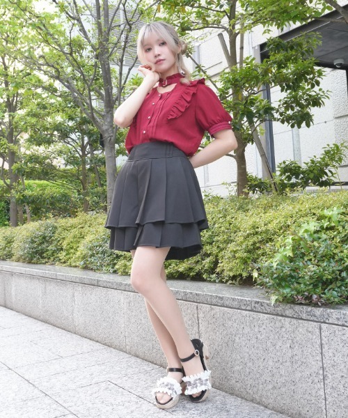 axes femme POETIQUE（アクシーズファムポエティック）の「ハイウエストプリーツスカパン（その他パンツ・レディース・ネイビー/レッド/ブラック・MEDIUM）」の14枚目の写真