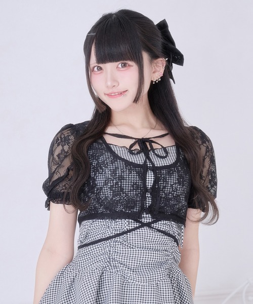 Pal elfy（パルエルフィー）の「ウエストクロスリボンカーディガン（Tシャツ/カットソー・レディース・ブラック/オフホワイト/ブラック系その他・フリー）」の3枚目の写真