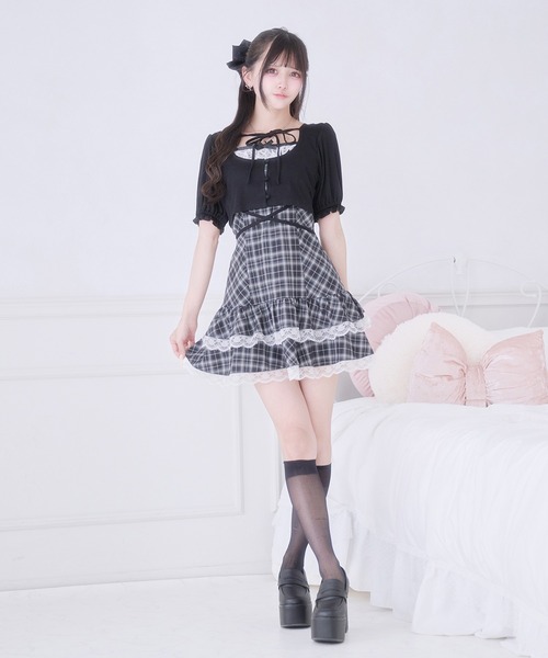 Pal elfy（パルエルフィー）の「ウエストクロスリボンカーディガン（Tシャツ/カットソー・レディース・ブラック/オフホワイト/ブラック系その他・フリー）」の17枚目の写真