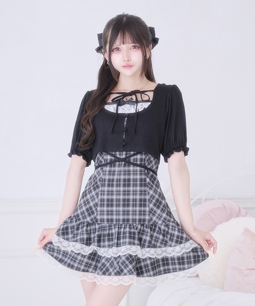 Pal elfy（パルエルフィー）の「ウエストクロスリボンカーディガン（Tシャツ/カットソー・レディース・ブラック/オフホワイト/ブラック系その他・フリー）」の14枚目の写真
