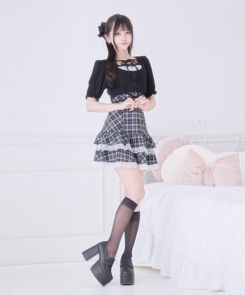 Pal elfy（パルエルフィー）の「ウエストクロスリボンカーディガン（Tシャツ/カットソー・レディース・ブラック/オフホワイト/ブラック系その他・フリー）」の15枚目の写真