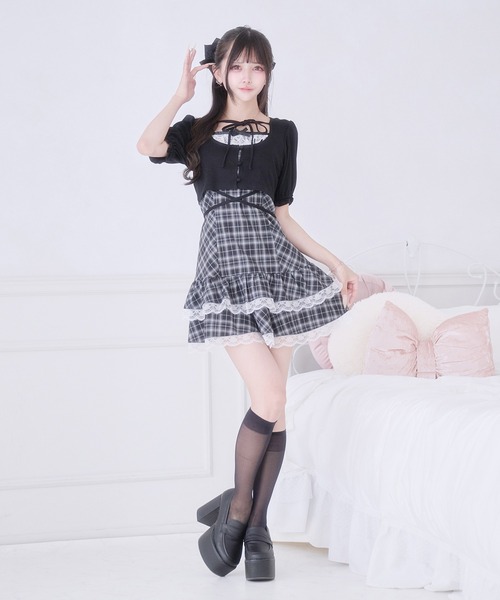 Pal elfy（パルエルフィー）の「ウエストクロスリボンカーディガン（Tシャツ/カットソー・レディース・ブラック/オフホワイト/ブラック系その他・フリー）」の16枚目の写真