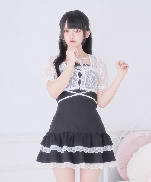 Pal elfy（パルエルフィー）の「ウエストクロスリボンカーディガン（Tシャツ/カットソー・レディース・ブラック/オフホワイト/ブラック系その他・フリー）」の7枚目の写真