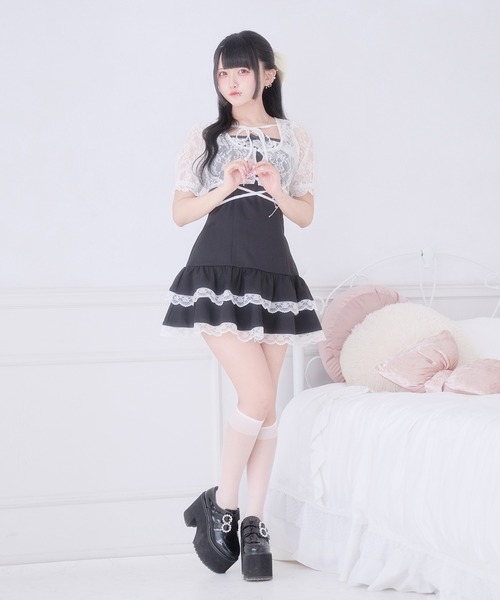 Pal elfy（パルエルフィー）の「ウエストクロスリボンカーディガン（Tシャツ/カットソー・レディース・ブラック/オフホワイト/ブラック系その他・フリー）」の10枚目の写真
