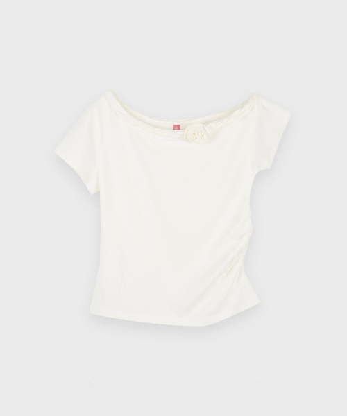 SINOON(シヌーン)の「Braided One-Shoulder T-Shirt (Ivory)(Tシャツ/カットソー・レディース・アイボリー・MEDIUM/SMALL)」の2枚目の写真