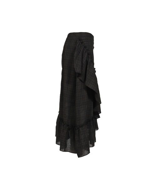 BOHEMSEO（ボヘミアンソウル）の「DRAPED FRILL STRAP SKIRT（スカート・レディース・ブラック・OS）」の4枚目の写真