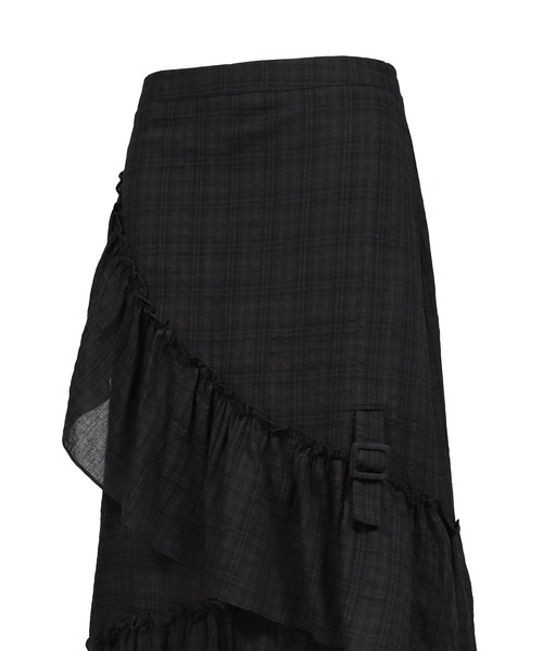 BOHEMSEO（ボヘミアンソウル）の「DRAPED FRILL STRAP SKIRT（スカート・レディース・ブラック・OS）」の5枚目の写真