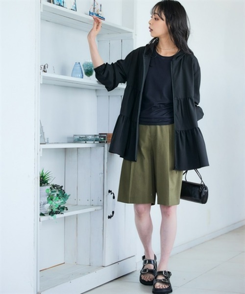 nissen(ニッセン)の「【水陸両用】カップ付アメスリリブタンクトップ&ショートパンツ(吸汗速乾・UVカット)<大きいサイズ有>(セットアップ・レディース・ブラック/ブラウン・3L/L/LL/S/M)」の15枚目の写真