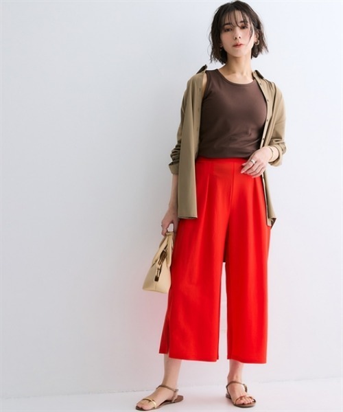 nissen(ニッセン)の「【水陸両用】カップ付アメスリリブタンクトップ&ショートパンツ(吸汗速乾・UVカット)<大きいサイズ有>(セットアップ・レディース・ブラック/ブラウン・3L/L/LL/S/M)」の9枚目の写真