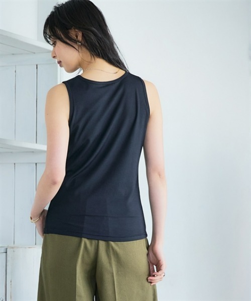 nissen(ニッセン)の「【水陸両用】カップ付アメスリリブタンクトップ&ショートパンツ(吸汗速乾・UVカット)<大きいサイズ有>(セットアップ・レディース・ブラック/ブラウン・3L/L/LL/S/M)」の7枚目の写真