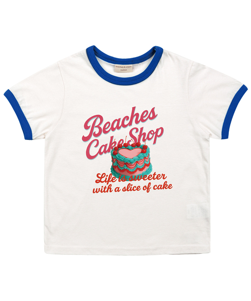 BEACHESAND CREAM KIDS(ビーチスアンドクリームキッズ)の「ケイクショップリンガーTシャツ-ブルー(Tシャツ/カットソー・レディース・ブルー・SMALL/MEDIUM/LARGE)」の1枚目の写真