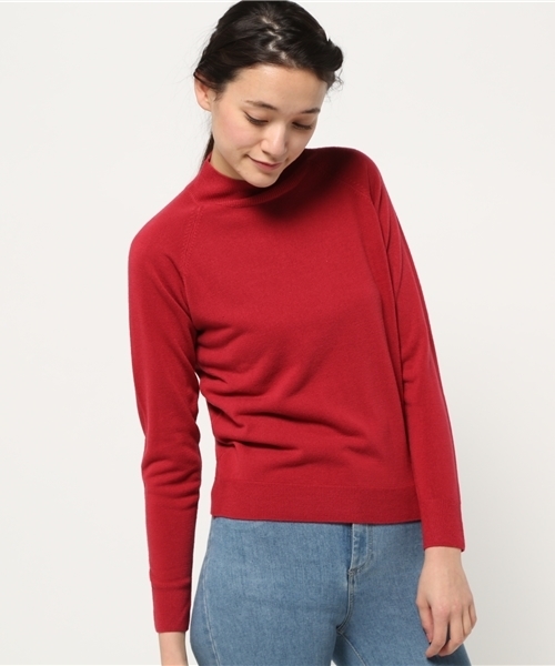 OUTLET（アウトレット）の「【mystic】カシミヤタッチミドルネックニット（ニット/セーター・レディース・オフホワイト/ブラック/キャメル/レッド・FREE）」の4枚目の写真