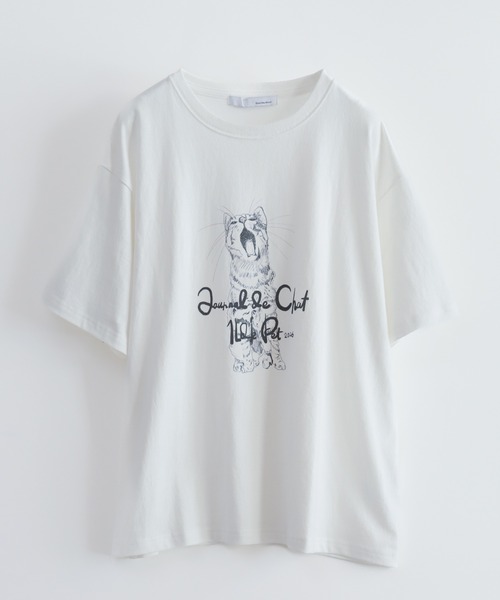 Blanc Bleu Minuit（ブランブルーミニュイ）の「あくびCAT　クルーネックTEE（Tシャツ/カットソー・レディース・ホワイト・FREE）」の8枚目の写真