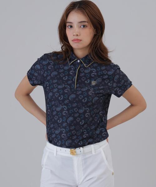 St ANDREWS(セントアンドリュース)の「【St ANDREWS】【吸水速乾】ケルトリーフプリント半袖シャツ (WOMENS)(ポロシャツ・レディース・ブラック/ホワイト・S/L/M)」の3枚目の写真