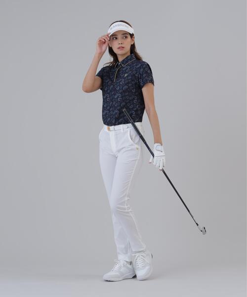 St ANDREWS(セントアンドリュース)の「【St ANDREWS】【吸水速乾】ケルトリーフプリント半袖シャツ (WOMENS)(ポロシャツ・レディース・ブラック/ホワイト・S/L/M)」の4枚目の写真